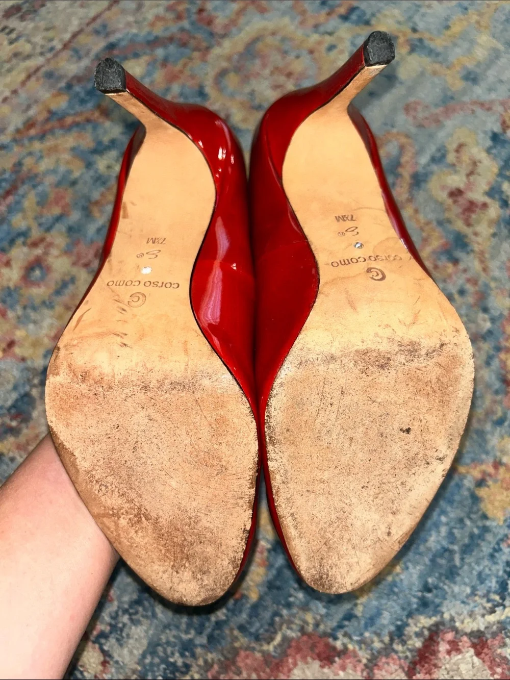Corso Como Red Patent Round-Toe Pumps